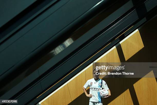 Lisa De Vanna of Melbourne City poses following the 2015/16 W-League season launch at Westfield Towers on October 12, 2015 in Sydney, Australia.