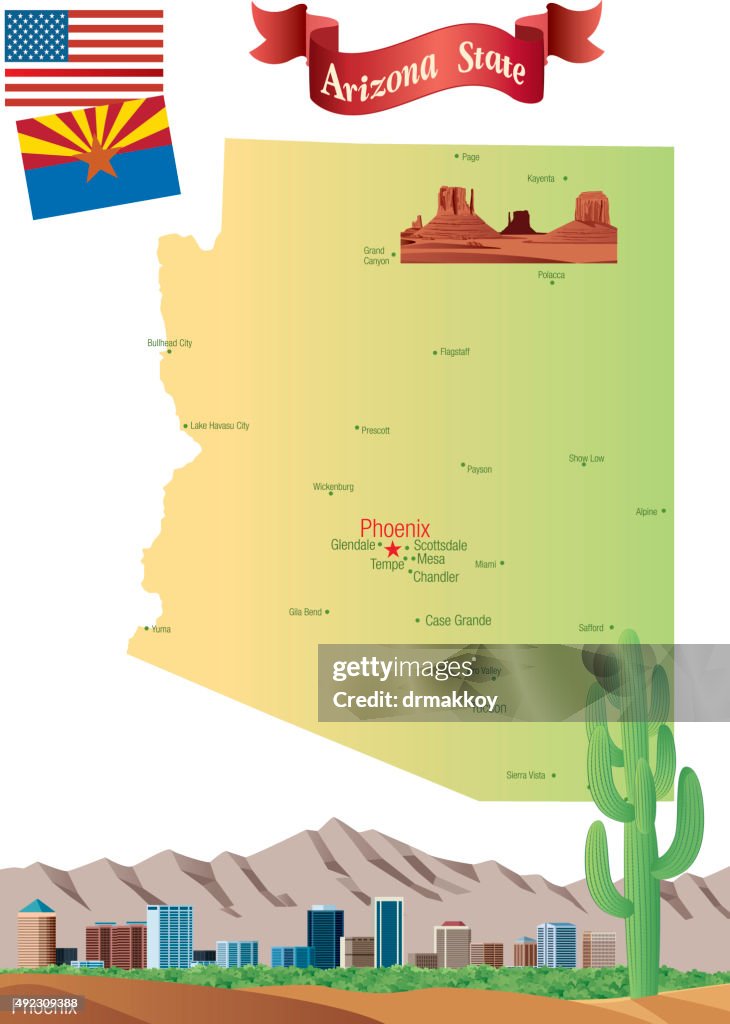 Cartoon map of Arizona