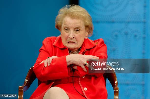 Former Secretary of State Madeleine Albright speaks about being the only woman in an all male boardroom during a panel discussion on advancing women...