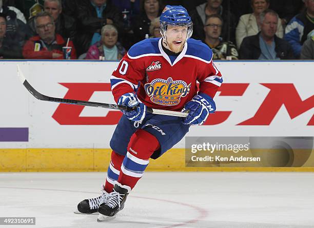 Henrik Samuelsson of the Edmonton Oil Kings skates against the London Knights in Game Three of the 2014 MasterCard Memorial Cup at Budweiser Gardens...