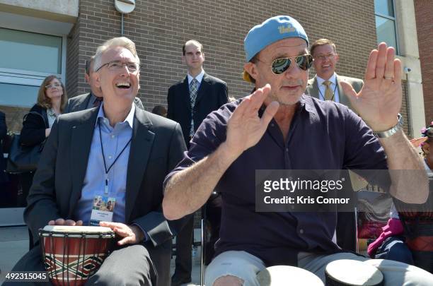 President Joe Lamond and Chad Smith attend NAMM's Music Learning Festival at Savoy Elementary School on May 19, 2014 in Washington, DC.