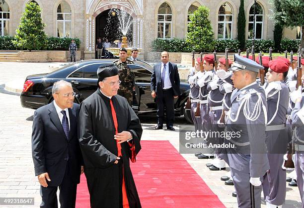 Bechara Boutros al-Rahi, 77th Maronite Patriarch of Antioch, arrives to meet with the Lebanon's Prime Minister Tammam Salam in Beirut, Lebanon on May...