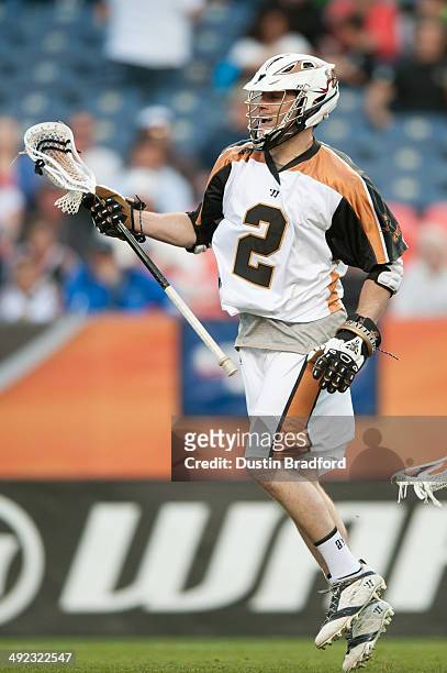 Dave Lawson of the Rochester Rattlers celebrates a goal scored against the Denver Outlaws during a Major League Lacrosse game at Sports Authority...
