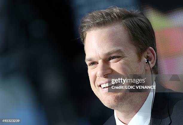 Actor Michael C. Hall takes part in a show on the set of the French tv channel Canal Plus, on the sidelines of the 67th edition of the Cannes Film...