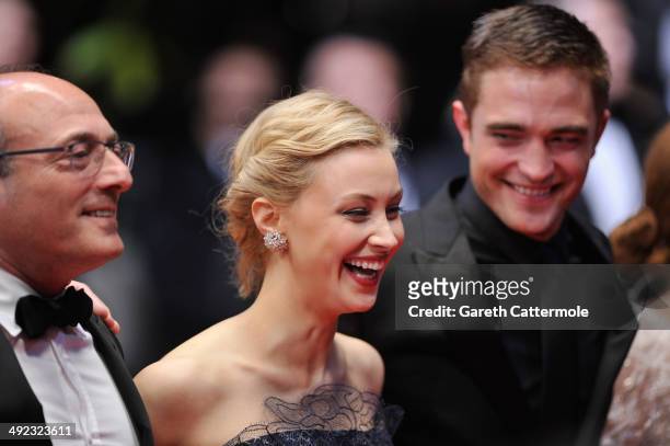Martin Katz, Robert Pattinson and Sarah Gadon attend the "Maps To The Stars" premiere during the 67th Annual Cannes Film Festival on May 19, 2014 in...