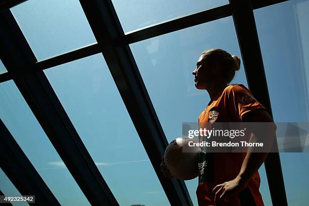 Katrina Gorry of Brisbane Roar poses following the 2015/16 W-League season launch at Westfield Towers on October 12, 2015 in Sydney, Australia.