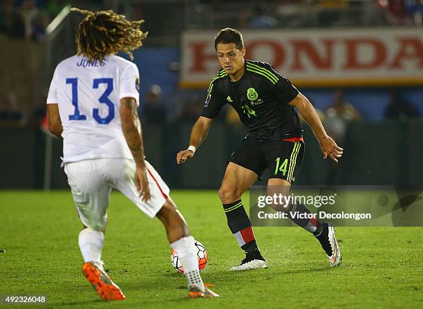 Javier Hernandez of Mexico looks to make a play against Jermaine Jones of the United States during the 2017 FIFA Confederations Cup Qualifying match...