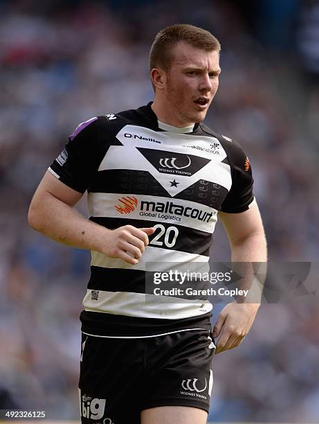 Paddy Flynn of Widnes Vikings during the Super League match between Widnes Vikings and Salford Red Devils at Etihad Stadium on May 17, 2014 in...