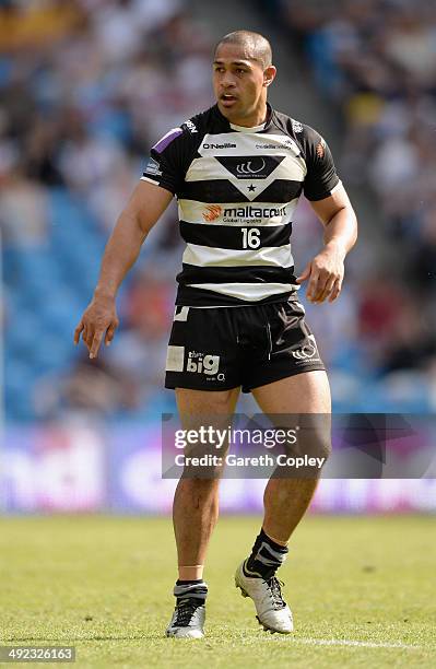 Willie Isa of Widnes Vikings in action during the Super League match between Widnes Vikings and Salford Red Devils at Etihad Stadium on May 17, 2014...