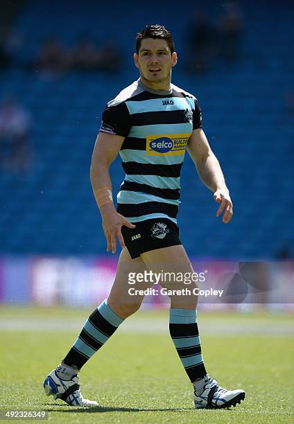 Ben Farrar of London Broncos during the Super League match between London Broncos and Catalan Dragons at Etihad Stadium on May 17, 2014 in...