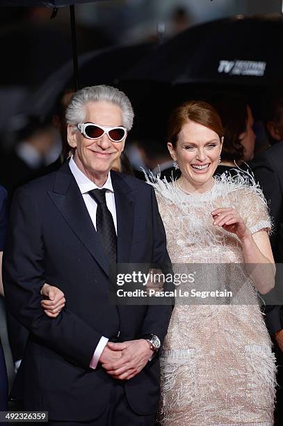 David Cronenberg and Julianne Moore attend the "Maps To The Stars" premiere during the 67th Annual Cannes Film Festival on May 19, 2014 in Cannes,...