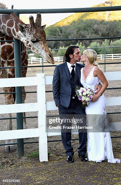 Actress McKenzie Westmore and Patrick Tatopoulos who were married at the Chateau Le Dome, Saddlerock Ranch Winery on October 11, 2015 in Malibu,...