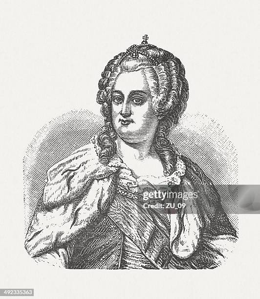 catherine the great (1729-1796), russian empress,wood engraving, published 1881 - catherine palace st petersburg stock illustrations