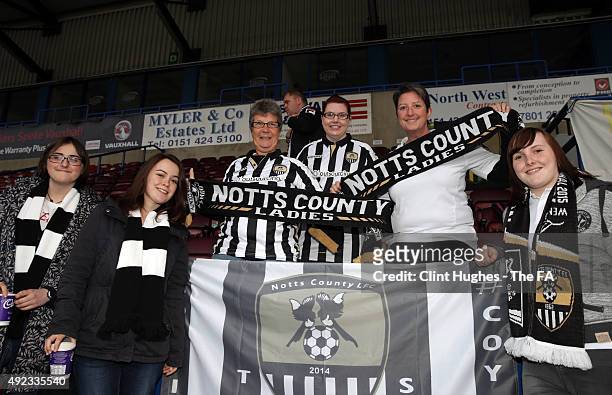 Notts County Ladies fans in the stands during the Continenetal Cup Semi-Final match between Liverpool Ladies and Notts County Ladies at the Select...