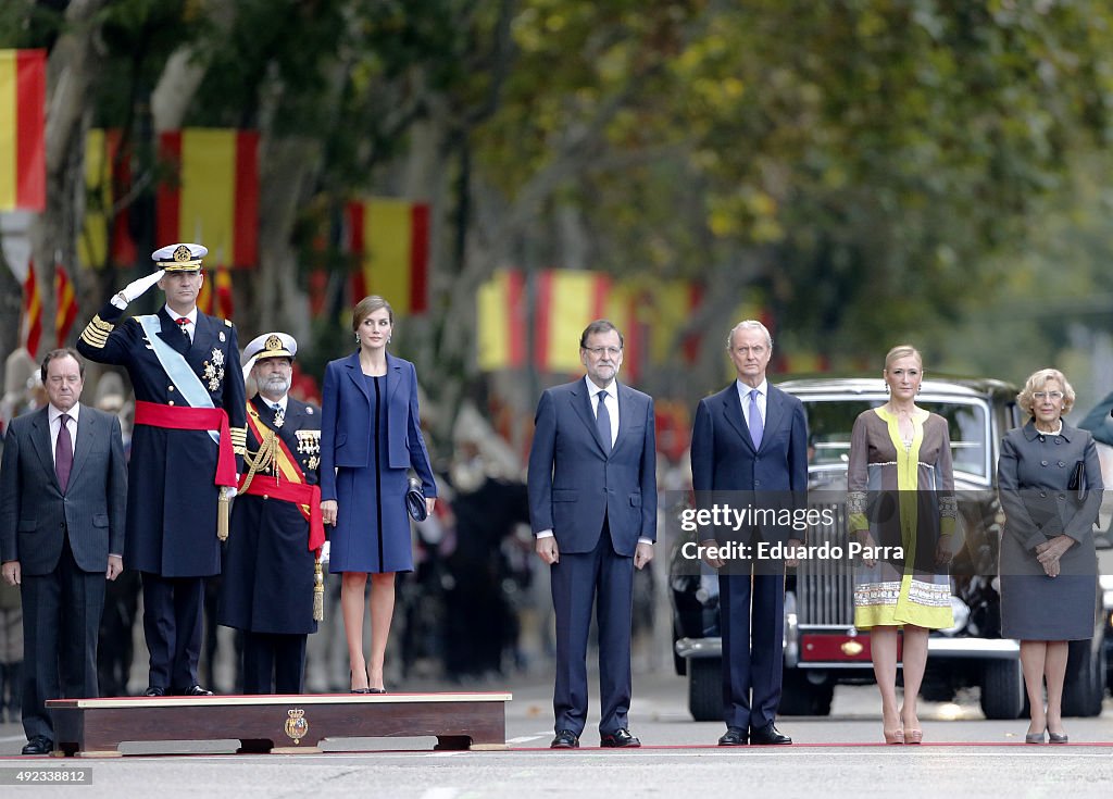 Spanish Royals Attend National Day Military Parade 2015