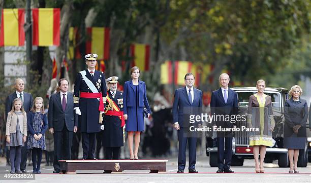 Princess Sofia, Princess Leonor, King Felipe of Spain, Queen Letizia of Spain, President of the Goberment of Spain Mariano Rajoy, Minister of Defense...
