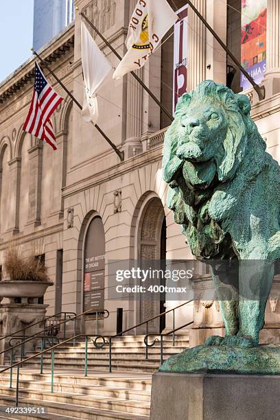 chicago lion - chicago art museum stock pictures, royalty-free photos & images