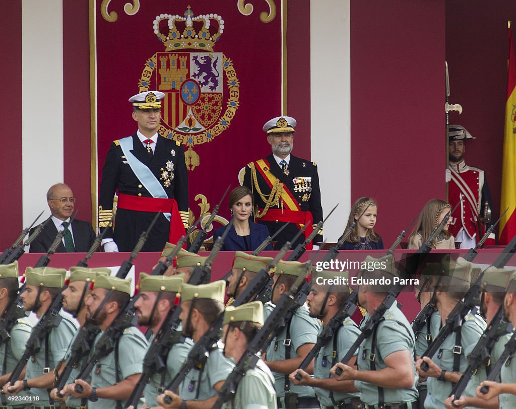 Spanish Royals Attend National Day Military Parade 2015