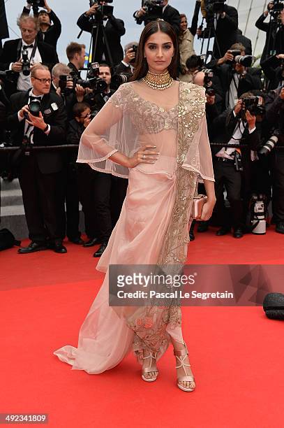 Sonam Kapoor attends the "Foxcatcher" premiere during the 67th Annual Cannes Film Festival on May 19, 2014 in Cannes, France.