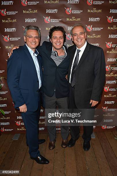 Victor Hadida and Samuel Hadida attend the Metropolitan Filmexport 35th Anniversary Party at Magnum Beach on May 19, 2014 in Cannes, France.