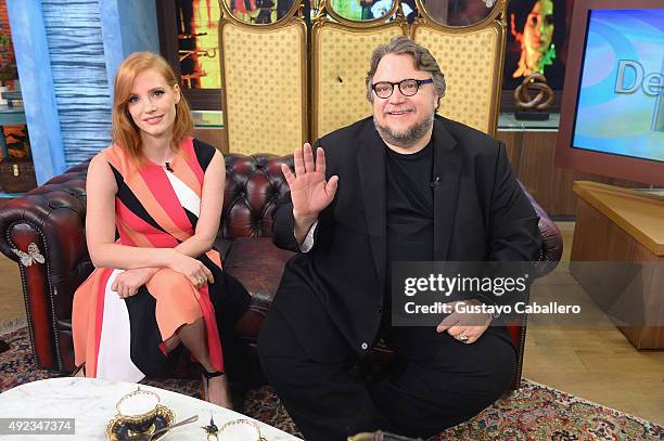 Jessica Chastain and Guillermo del Toro visit the set of Univisions "Despierta America" to promote the film "Crimson Peak"at Univision Studios on...