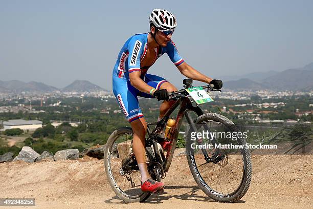 Jaroslav Kulhavy of Czech Republic competes in the International Mountain Bike Challenge at the Deodoro Sports Complex on October 11, 2015 in Rio de...