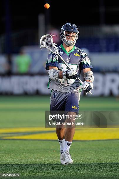 Stephen Peyser of the Chesapeake Bayhawks passes the ball against the Florida Launch at Navy-Marine Corps Memorial Stadium on May 17, 2014 in...