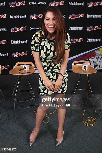Sarah Shahi visits the SiriusXM Studios during New York Comic-Con at The Jacob K. Javits Convention Center on October 11, 2015 in New York City.