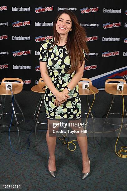 Sarah Shahi visits the SiriusXM Studios during New York Comic-Con at The Jacob K. Javits Convention Center on October 11, 2015 in New York City.