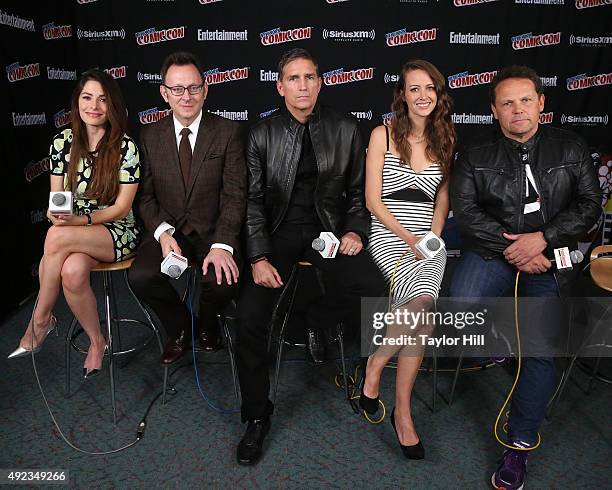 Sarah Shahi, Michael Emerson, Jim Caviezel, Amy Acker, and Kevin Chapman visit the SiriusXM Studios during New York Comic-Con at The Jacob K. Javits...