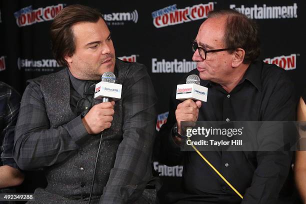 Jack Black and R.L. Stine visit the SiriusXM Studios during New York Comic-Con at The Jacob K. Javits Convention Center on October 11, 2015 in New...