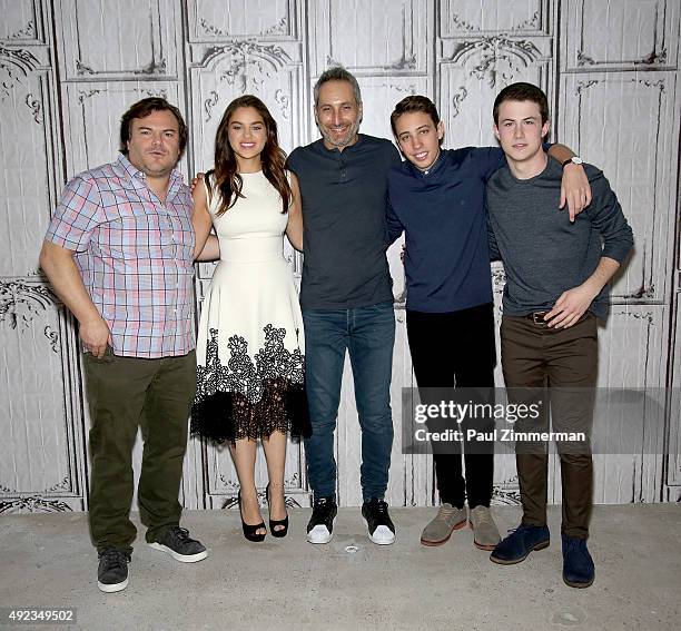 Actor Jack Black, Odeya Rush, Rob Letterman, Dylan Minnette and Ryan Lee attend AOL Build Series Presents "Goosebumps" at AOL Studios In New York on...