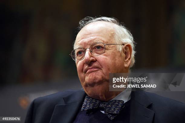 British microeconomist Angus Deaton arrives for a press conference after winning the Nobel Prize for Economics at Princeton University in Princeton,...