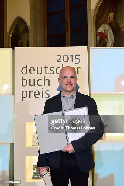 Novelist Frank Witzel wins the German Book Prize 2015 at city hall Roemer on October 12, 2015 in Frankfurt am Main, Germany. The German Book Prize is...