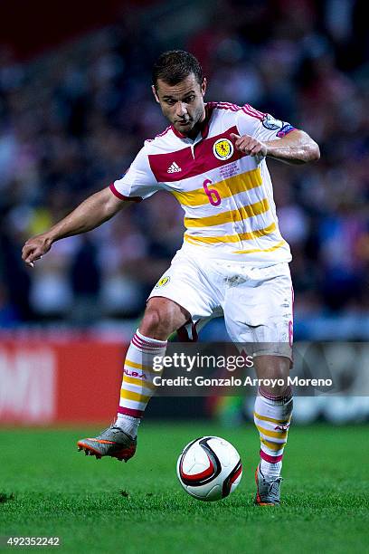 Shaun Maloney of Scotland during the UEFA EURO 2016 Qualifying round Group G controls the ball match between Gibraltar and Scotland at Estadio...