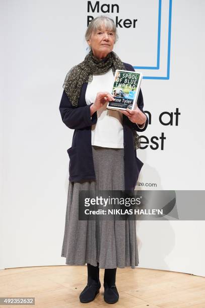 Author Anne Tyler poses for a photograph at a photocall in London on October 12 ahead of tomorrow's announcement of the winner of the 2015 Man Booker...