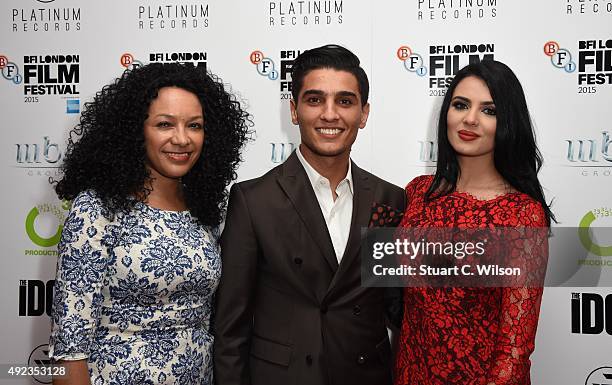 Kanya King, Mohammed Assaf and Lina Qishawi attend 'The Idol' Sonic Gala, In Association With MOBO Film during the BFI London Film Festival at Vue...