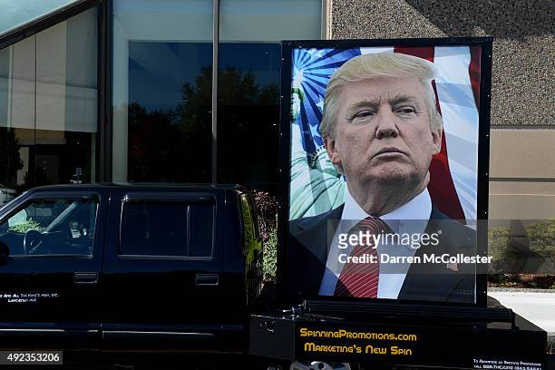 Campaign promotion for Republican Presidential candidate Donald Trump at the No Labels Problem Solver convention October 12, 2015 in Manchester, New...