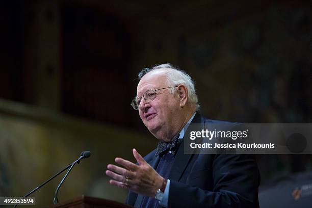 Princeton Professor Angus Deaton speaks about winning the Nobel Prize in Economics at a press conference on October 12, 2015 in Princeton, New...