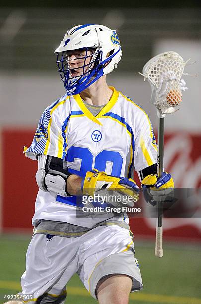 Kevin Cunningham of the Florida Launch handles the ball against the Chesapeake Bayhawks at Navy-Marine Corps Memorial Stadium on May 17, 2014 in...