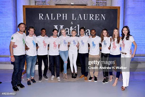 Ireland Baldwin, Gigi Hadid and Tyson Beckford pose with models at the Ralph Lauren Fall 14 Children's Fashion Show in Support of Literacy at New...