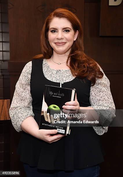 Writer Stephenie Meyer celebrates the tenth anniversary of "Twilight" with a special Q&A at Barnes & Noble at The Grove on October 12, 2015 in Los...