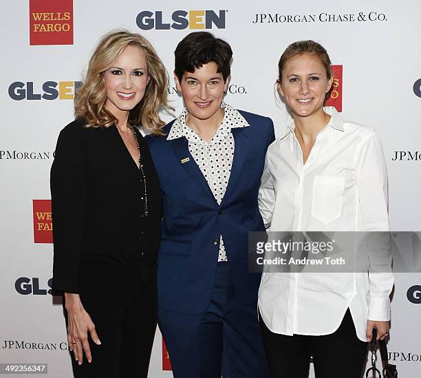 Chely Wright, Dr. Eliza Byard and Lauren Blitzer-Wright attend 11th Annual GLSEN Respect awards at Gotham Hall on May 19, 2014 in New York City.