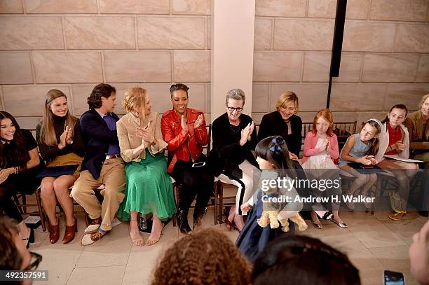 Madison Beer, Lauren Bush, David Lauren, Uma Thurman, Alicia Keys, Edie Falco and daughter Macy sit at the front row as Angela Wang walks the runway...