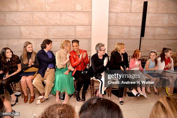 Madison Beer, Lauren Bush, David Lauren, Uma Thurman, Alicia Keys, Edie Falco and daughter Macy sit at the front row at the Ralph Lauren Fall 14...