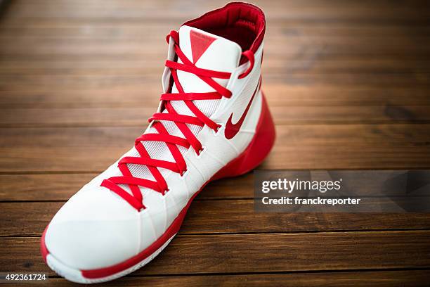 nike hyperdunk basketball sport shoes - untied shoelace stock pictures, royalty-free photos & images