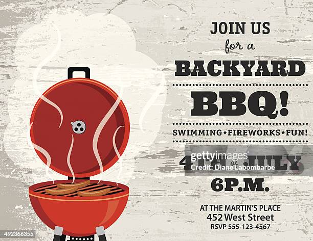 stockillustraties, clipart, cartoons en iconen met bbq invitation template - barbecue