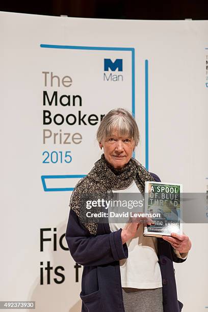 Anne Tyler, author of A Spool of Blue Thread, at a Photocall for the Man Booker Prize 2015 Shortlisted Authors, at the Royal Festival Hall on October...