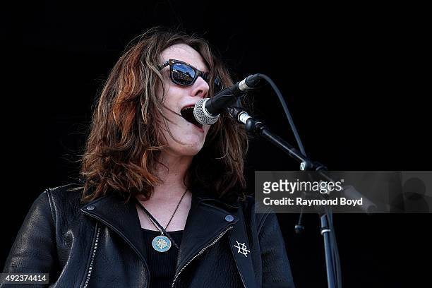 Musician Tyler Bryant from Tyler Bryant and The Shakedown performs during the 'Louder Than Life' festival at Champions Park on October 4, 2015 in...