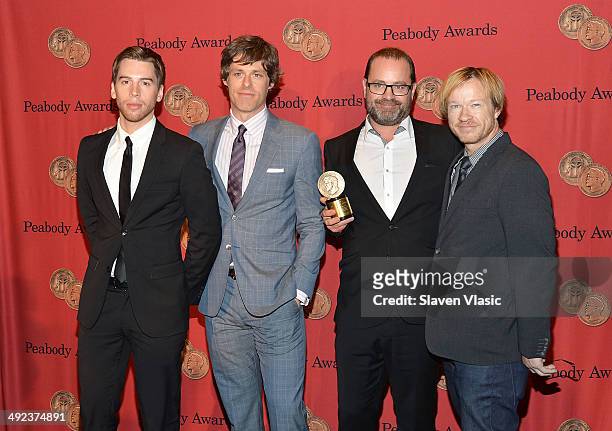 Jordan Gavaris, guest, Graemer Manson and John Fawcett attend 73rd Annual George Foster Peabody awards at The Waldorf=Astoria on May 19, 2014 in New...